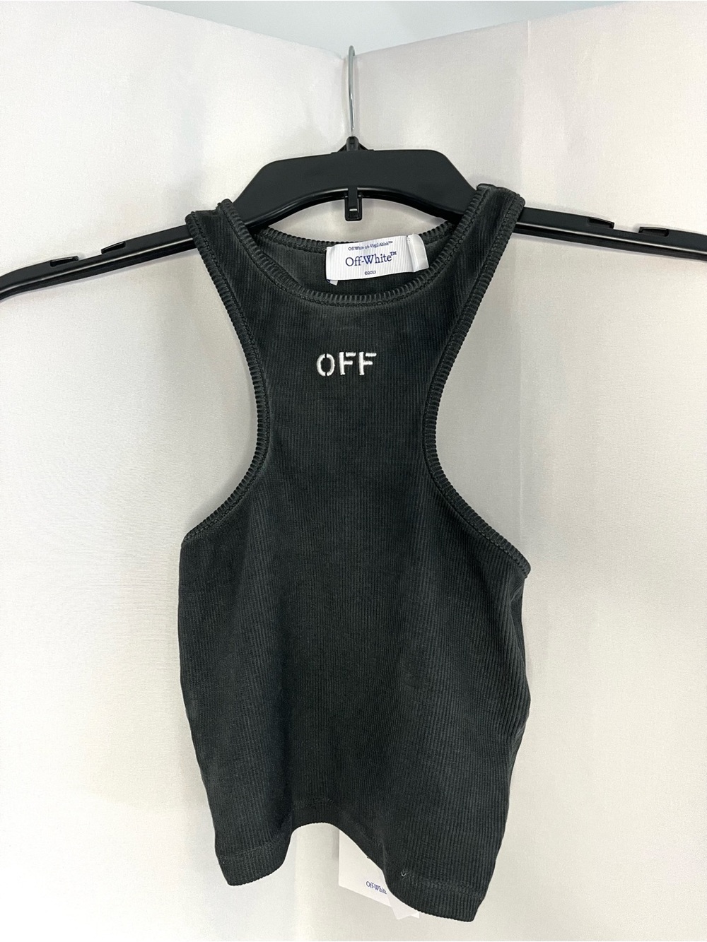 Off-White Black Ribbed Logo Racerback Tank NWT XXS